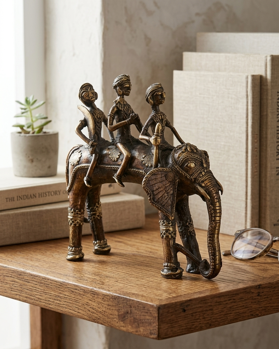 Elephant Savari — Dhokra brass figurine